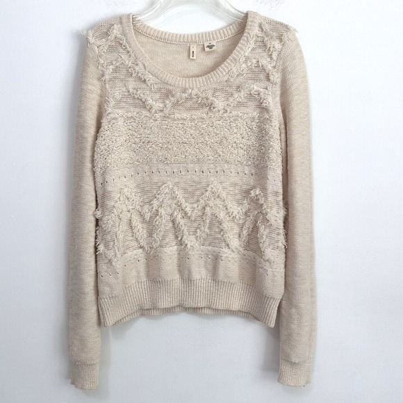 Anthropologie Moth Sweater S Bramble Textured Fringe Alpaca Blend Boho Cream - Picture 1 of 11
